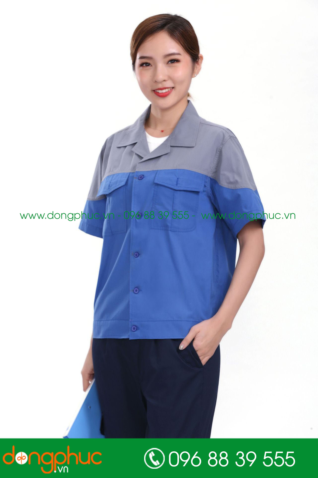 Mẫu bảo hộ màu xanh bích phối ghi đậm